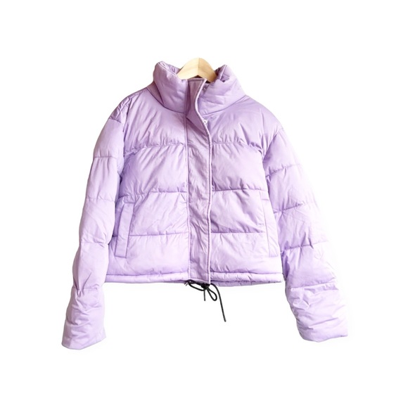 AQUA Quilted Cropped Puffer Jacket in Lilac, Size S New w/Tag Retail $168 - Picture 3 of 8